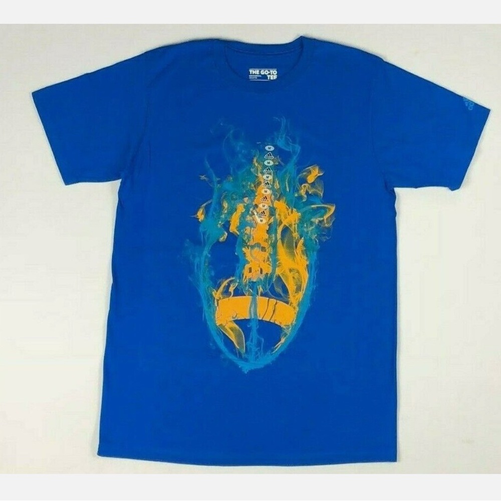 Adidas The Go-To Tee‎ Cotton T-Shirt Blue Fiery Football Men’s Medium